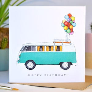Tarjeta de cumpleaños para autocaravana / Tarjeta personalizada para autocaravana / Tarjeta Volkswagen