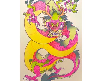 Dragon Risograph Print