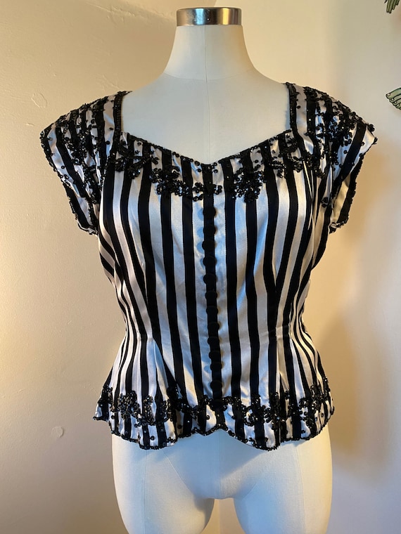 Vintage 1930s Beaded Satin Top