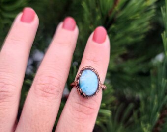 Larimar and copper ring size 7