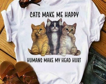 Pigs Make Me Happy Humans Make My Head Hurt T Shirt Men White S-6XL Made in USA