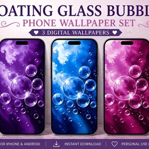 Ensemble de fonds d'écran abstraits pour téléphone avec bulles de verre flottantes