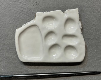 Ceramic Paint Palette, Handmade paint palette, White Line