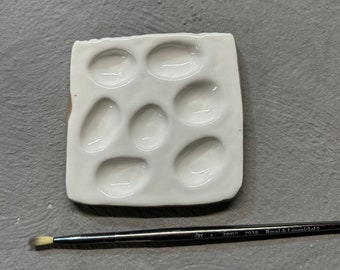 Ceramic Paint Palette, Handmade paint palette, White Line