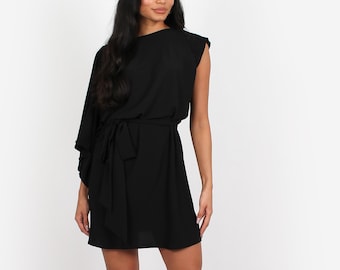 Geisha One sleeve Mini Dress Black