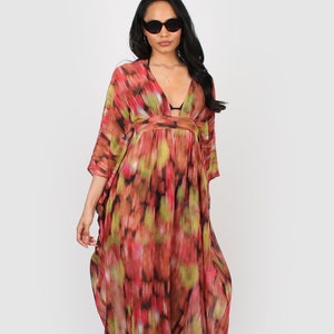 Mina Maxi Kaftan red print image 1