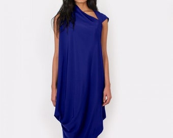 Zoe asymmetric Dress in royal blue