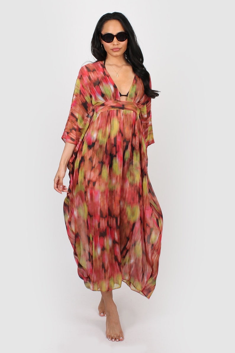 Mina Maxi Kaftan red print image 1