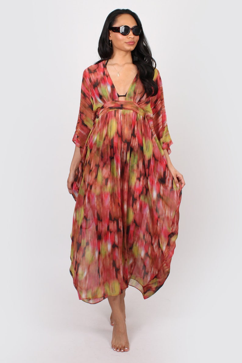 Mina Maxi Kaftan red print image 3