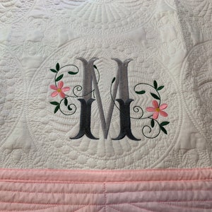 Coral Heirloom Baby Quilt, Monogram Baby Quilt, Personalized Baby Gift, Personalized Baby Blanket, Fishtail image 5