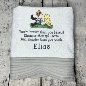 Vintage Classic Winnie The Pooh Heirloom Baby Quilt, Personalized Winnie The Pooh Baby Blanket