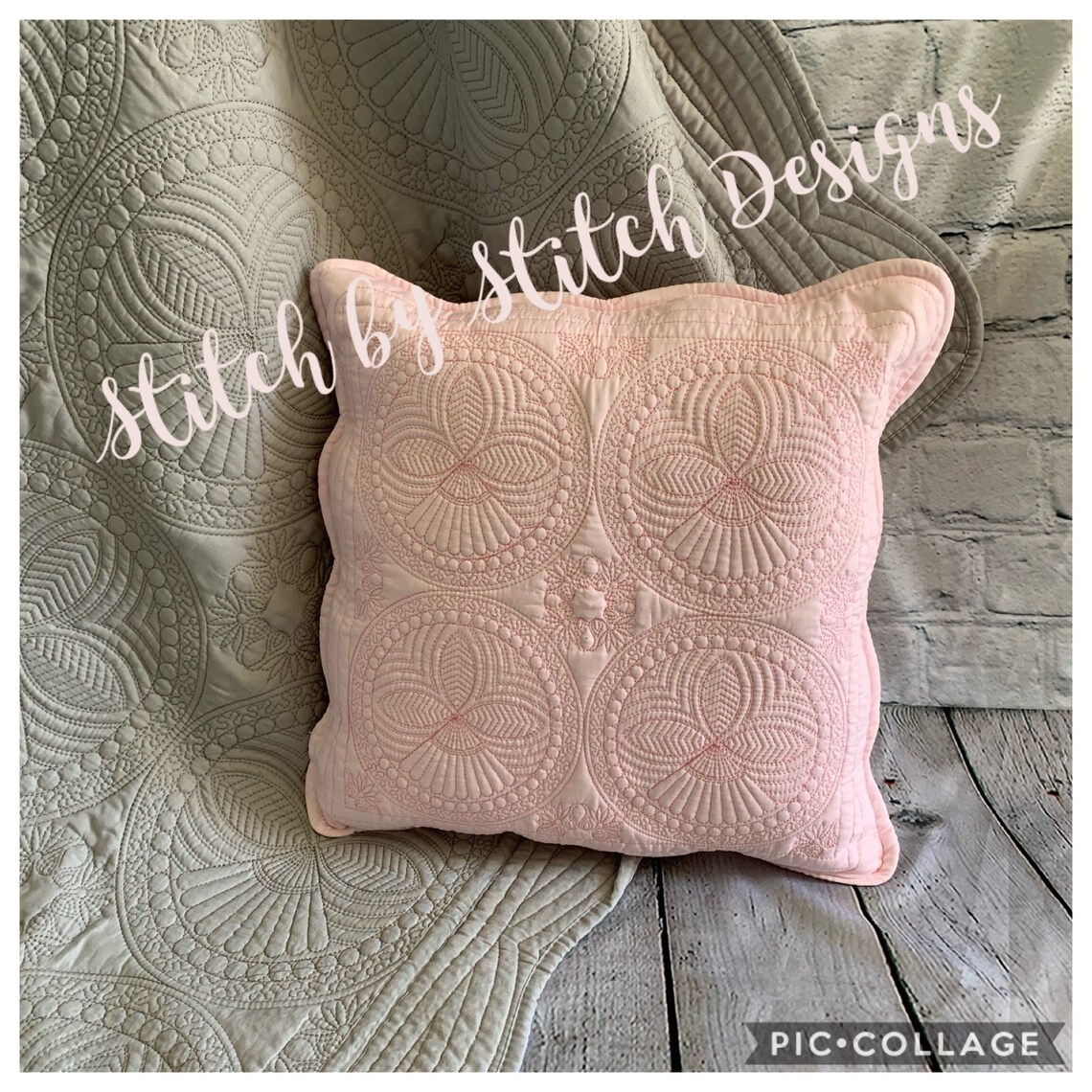 Heirloom Keepsake Quilted Pillow Sham 14 x 14 Etsy