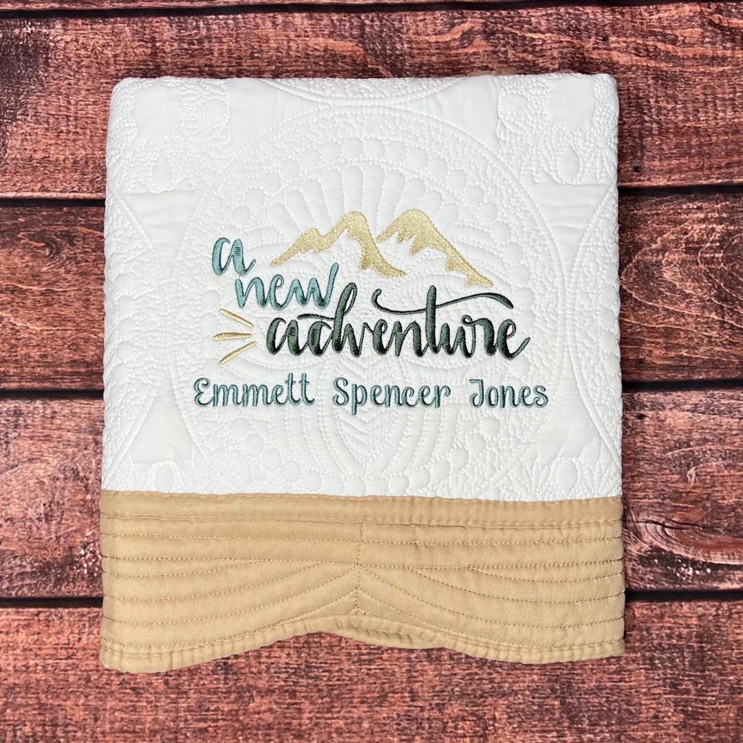 A New Adventure Personalized Quilt, Hiking Quilt, Camping Quilt, Baby