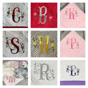 Coral Heirloom Baby Quilt, Monogram Baby Quilt, Personalized Baby Gift, Personalized Baby Blanket, Fishtail image 4