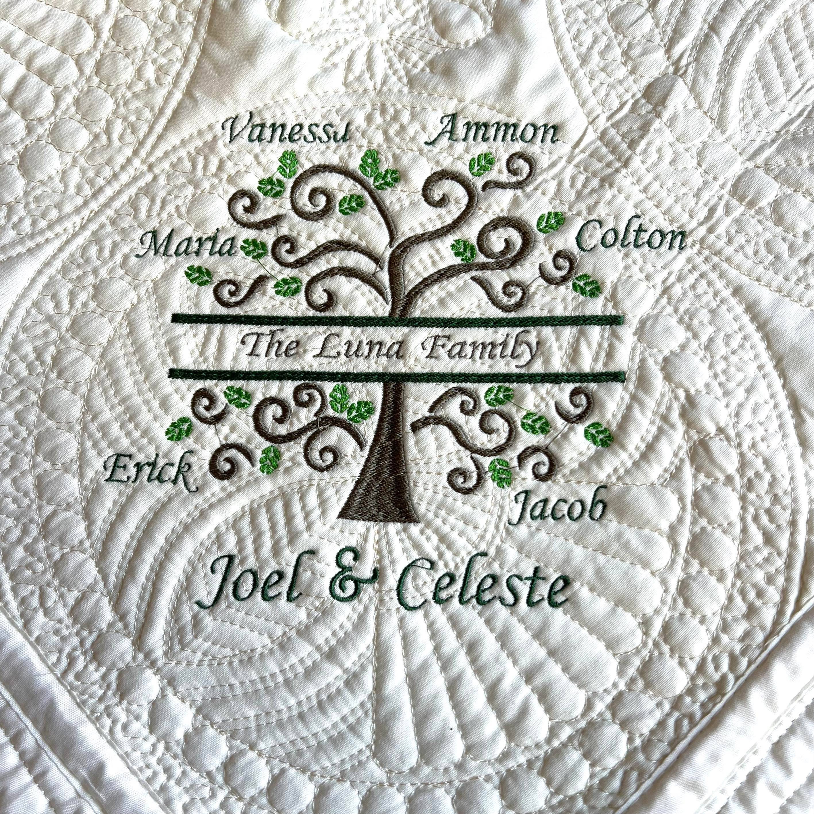 Our Family Tree Blanket Personalized Quilt Custom Embroidered Etsy