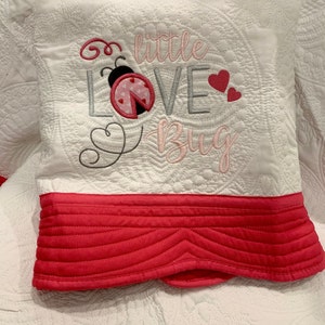 Valentine's Day Heirloom Baby Quilt, Monogrammed Baby Quilt, Personalized Baby Gift, Baby Blanket