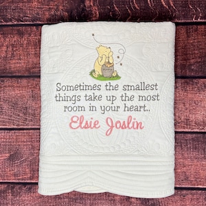 Vintage Classic Winnie The Pooh Heirloom Baby Quilt, Personalized Winnie The Pooh Baby Blanket