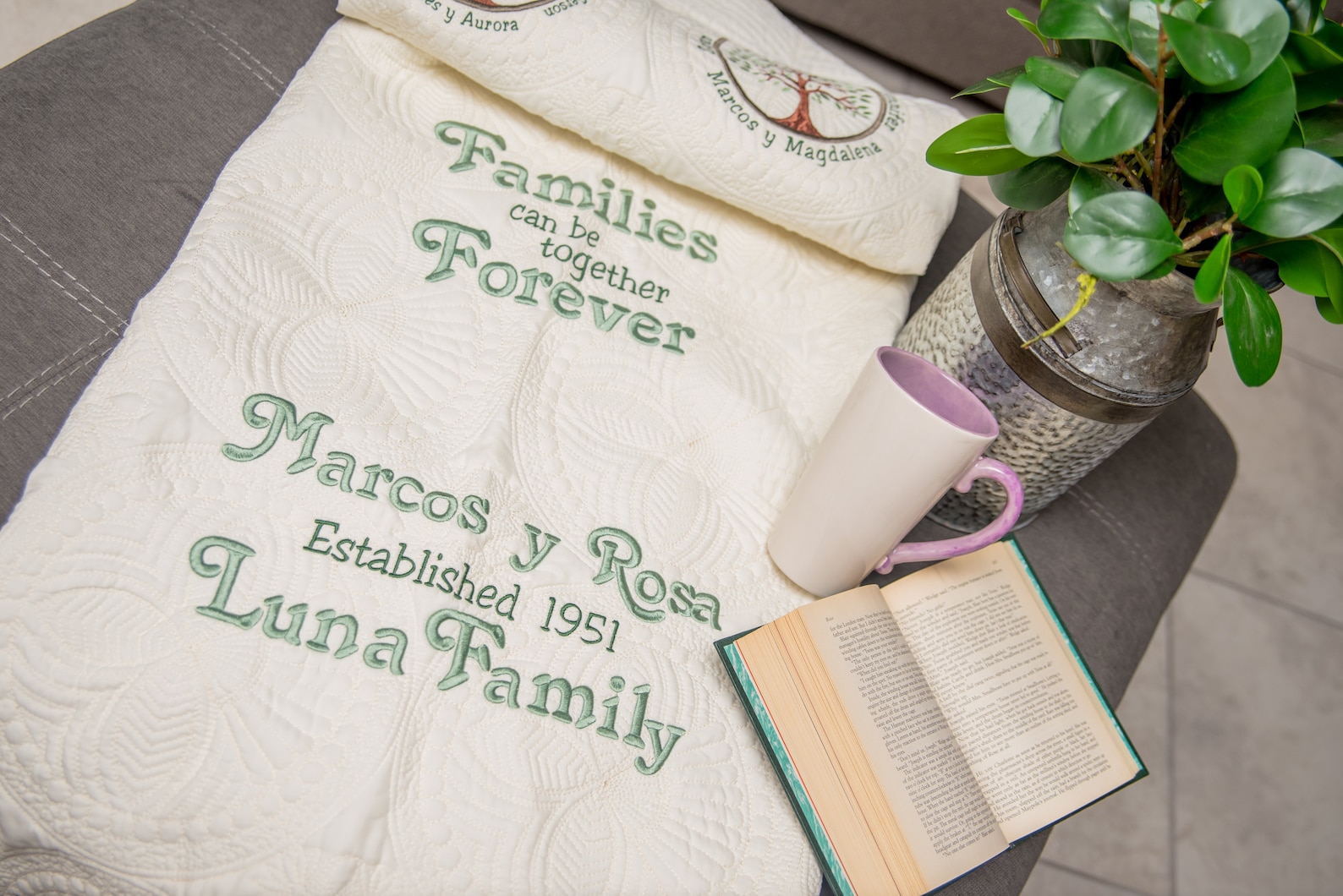 Our Family Tree Blanket Personalized Quilt Custom Embroidered Etsy