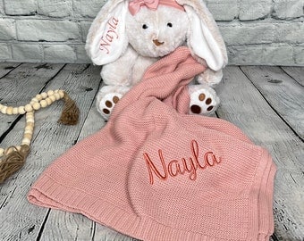 Personalized New Baby Bunny/ Baby Shower Gift/Embroidered Rabbit/Rabbit Plush/First Easter Plush