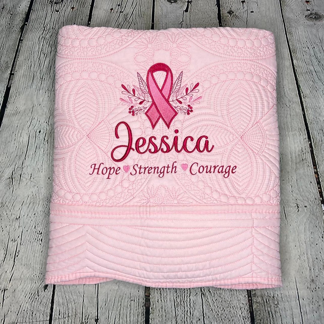 Breast Cancer Blanket, Personalized Cancer Quilt, Breast Cancer