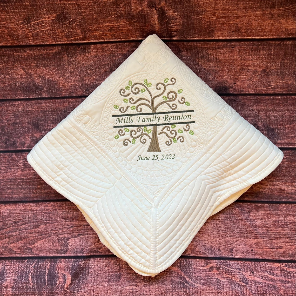 Our Family Tree Blanket Personalized Quilt Custom Embroidered Etsy