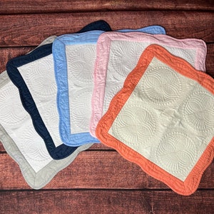 Heirloom Keepsake Quilted Pillow Sham 15&quot;x15&quot; Zipper Closure Scalloped Edges