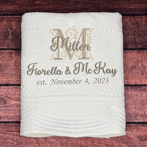 Wedding Quilt, Personalized Wedding Gift, Wedding Blanket, Monogram With Name