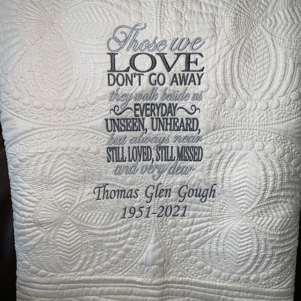 Loved One Quilt, In Memory of Quilt, Memorial Gift, Loss of Loved One Gift, Condolence Gift, Bereavement blanket, Lap Size or Baby Size