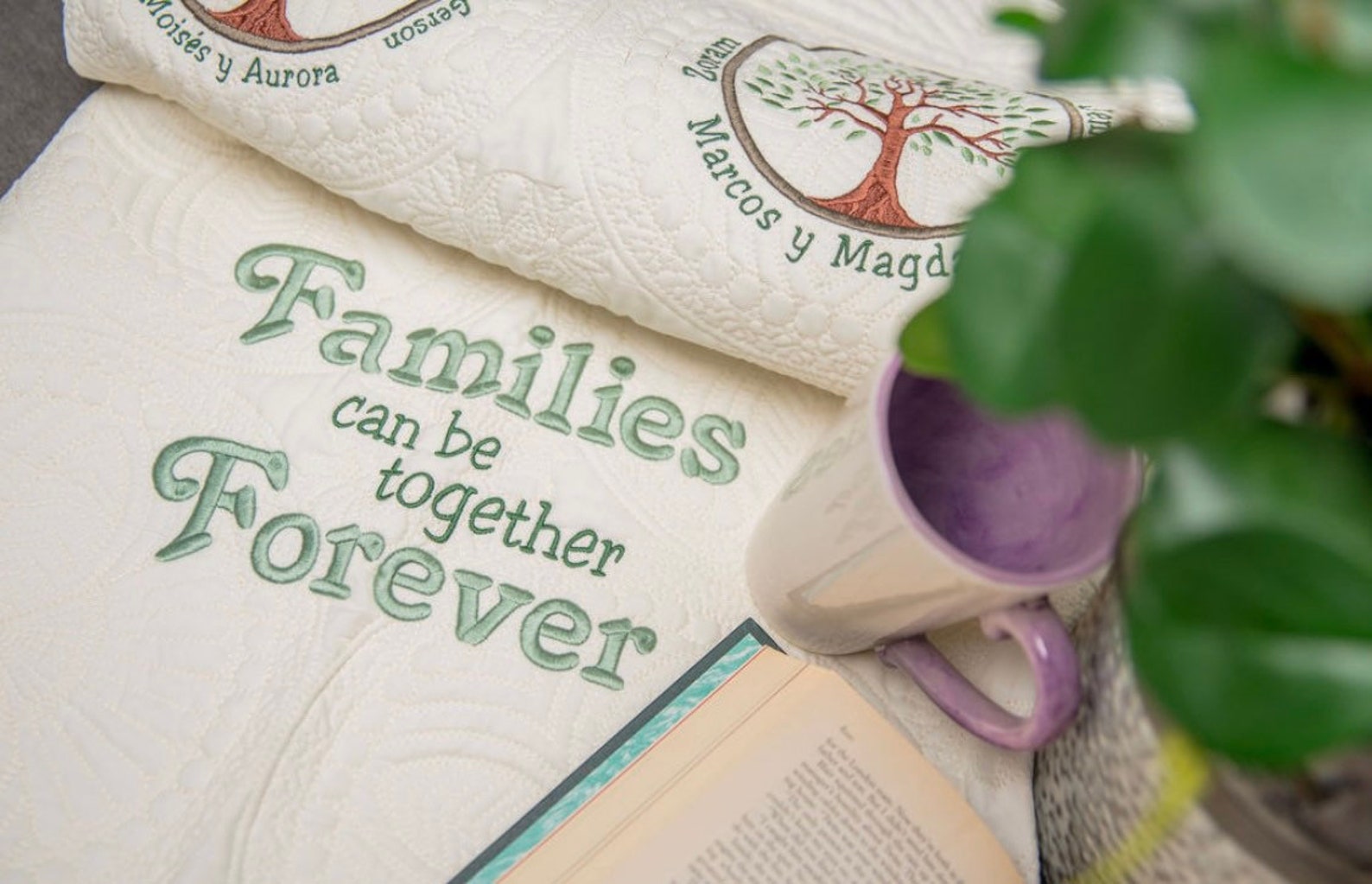 Our Family Tree Blanket Personalized Quilt Custom Embroidered Etsy