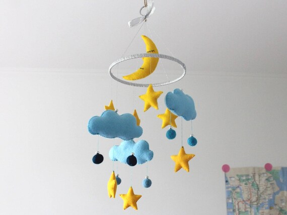 Sternenklare Nacht Mobile Blaue Nacht Wolken Mond Sterne Etsy