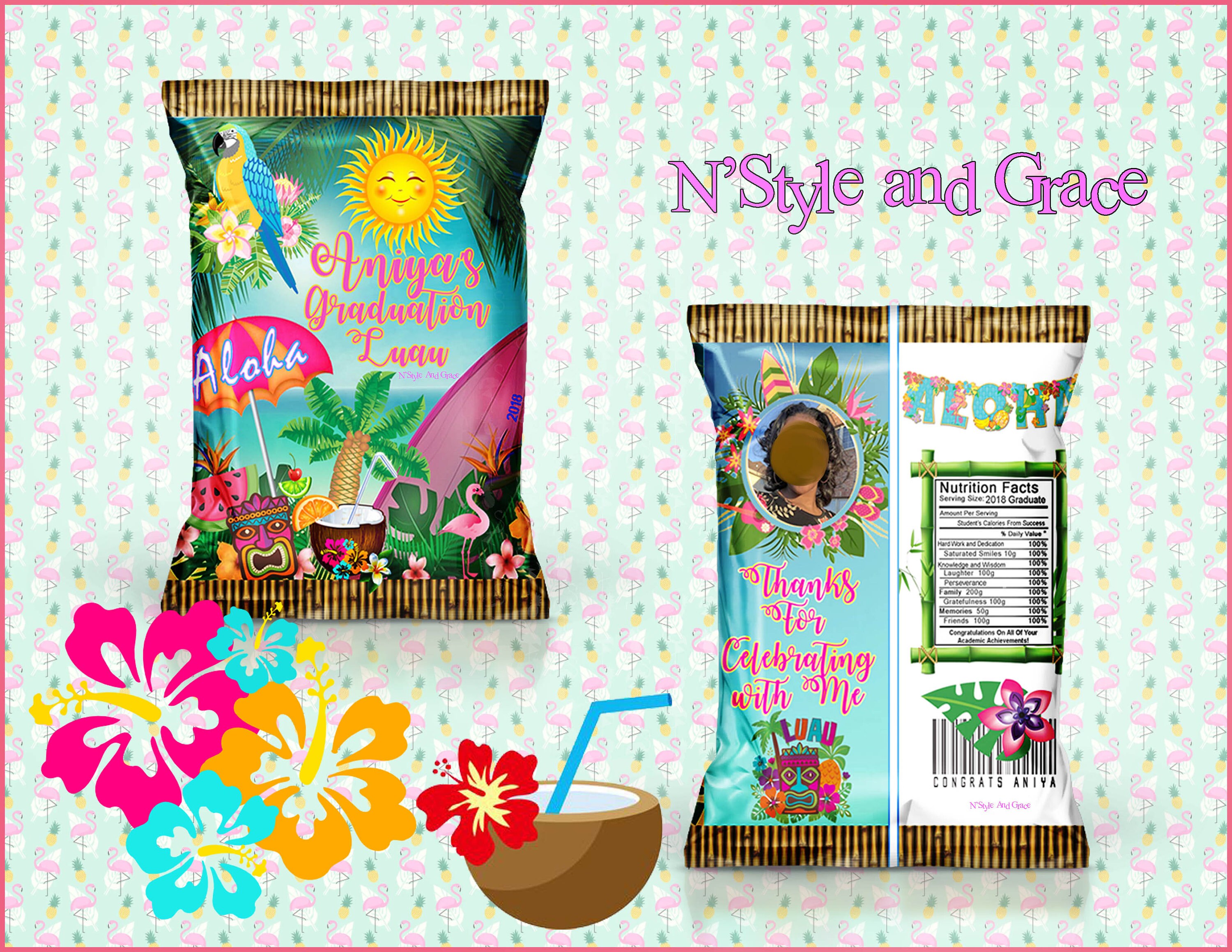 Hawaii Luau Chip Bag Etsy