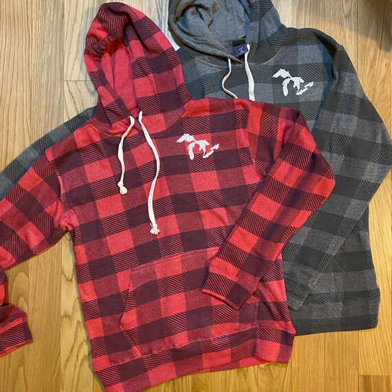 Michigan Red Gray Buffalo Plaid Great 
