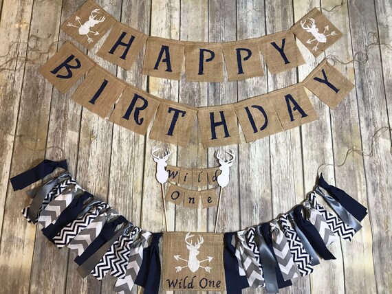 Wild One Birthday Banner Deer Arrows Tribal Banner Wild One Etsy