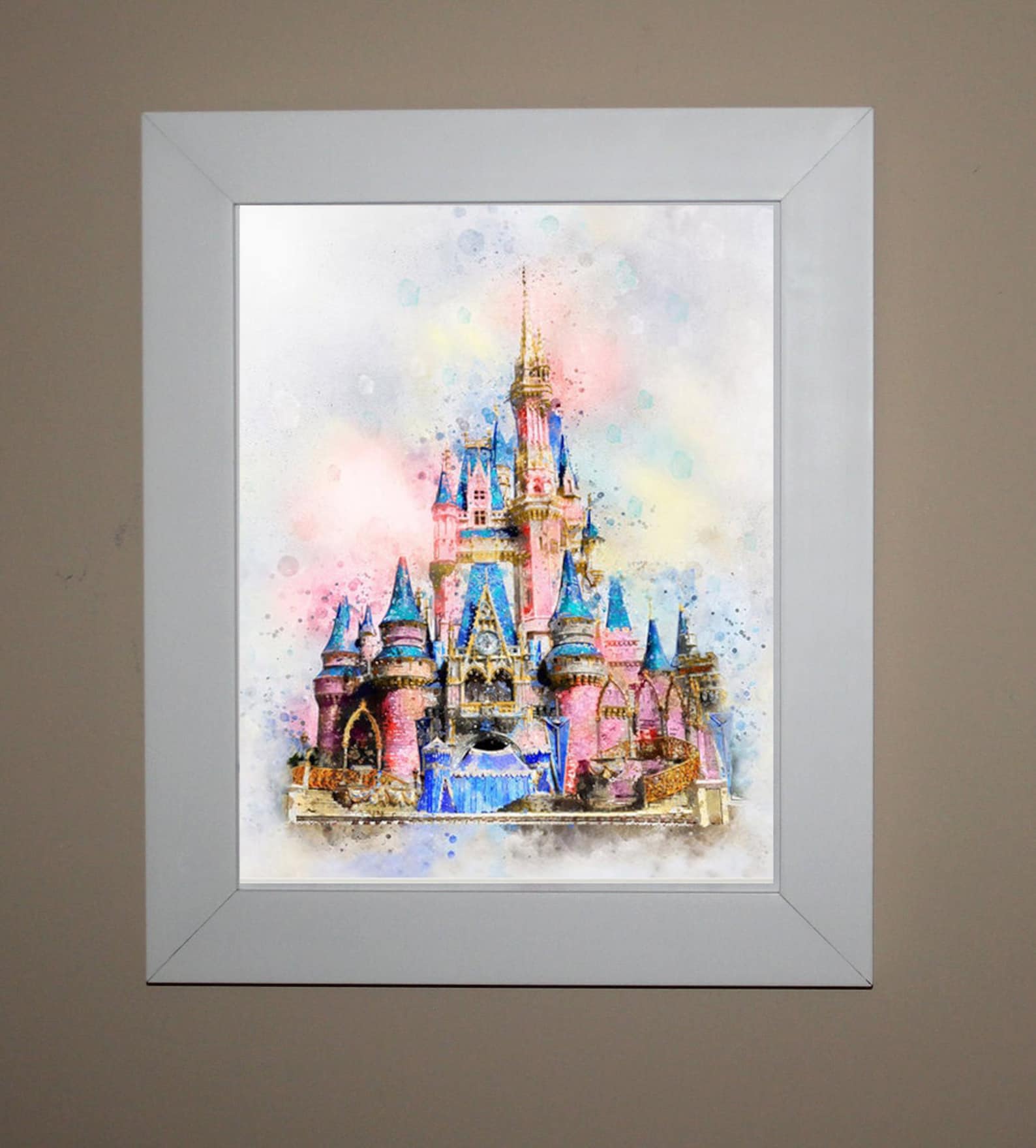 Framed Disney Disney Castle Print Disneyland Sleeping Beauty Etsy