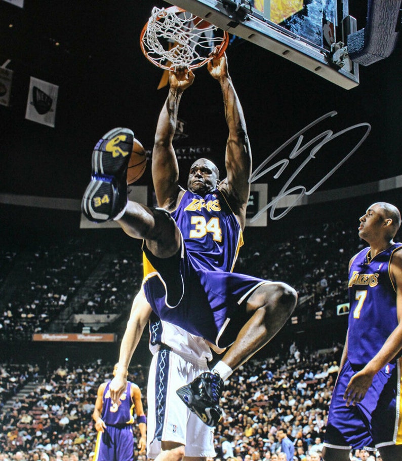 Autographed Lakers RP Basketball Signed Shaquille O/'Neal 8x10 Photo REPRINT