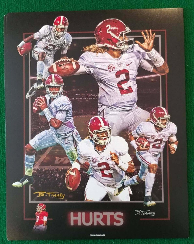 Alabama Crimson Tide Jalen Hurts Photo Bama Roll Tide National Champs 2017 11x14