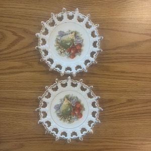 Vintage Napco Fruit Plates Ceramic Wall Hangings Set of 2 Retro Kitchen Decor