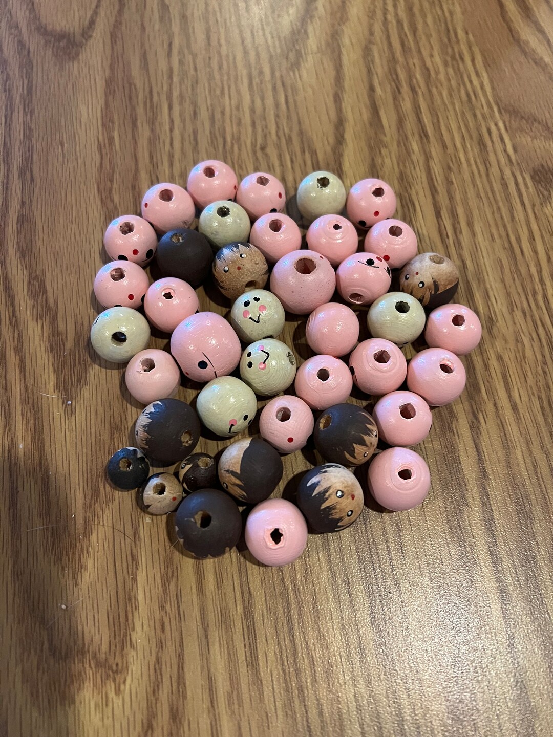Vintage Wooden Doll Head Beads Crafting Lot of 41 Etsy