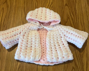 Vintage Crocheted Reversible Sweater Infant Baby Girl 0-3 months Baby Doll
