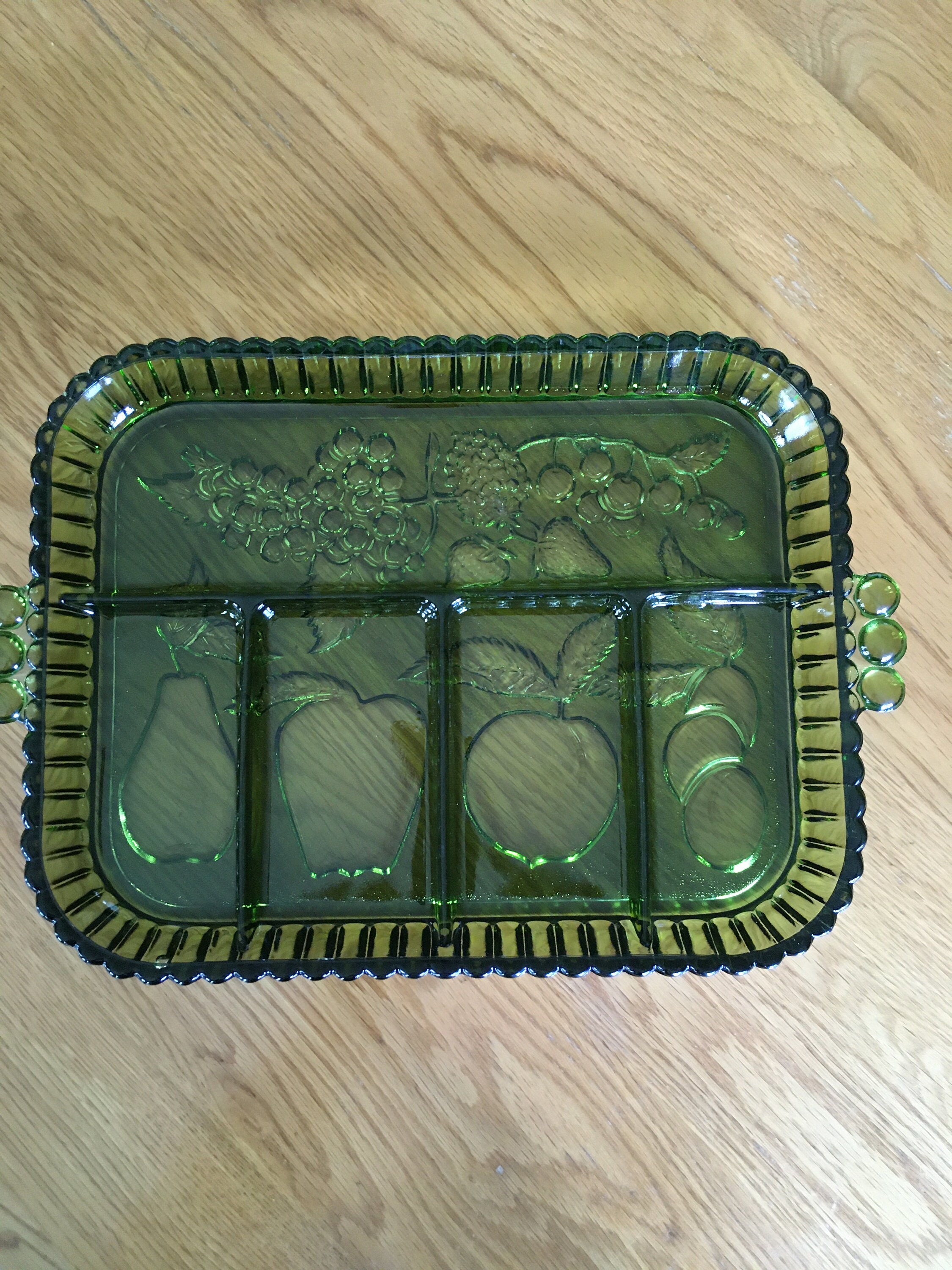 Vintage Indiana Green Glass Vegetable Tray Condiment Tray Etsy New