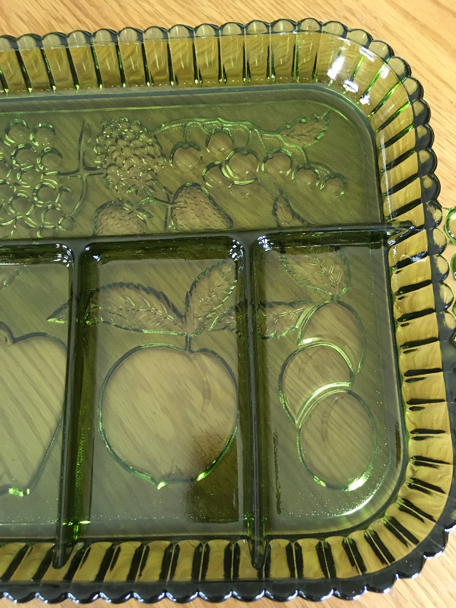 Vintage Indiana Green Glass Vegetable Tray Condiment Tray Etsy