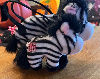 Vintage Zebra Children's Purse with Matching Coin Purse Stuffed Animal