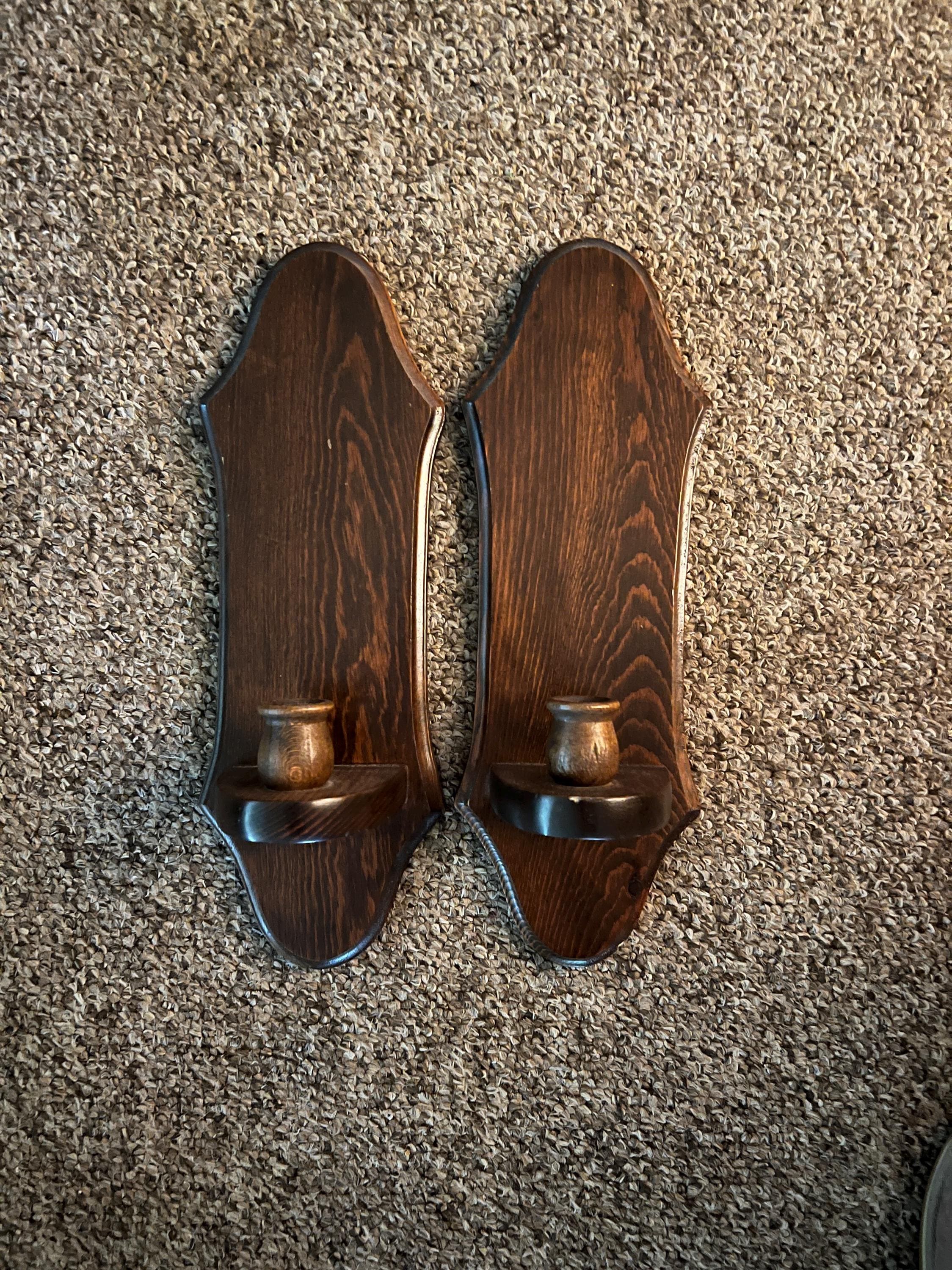 Vintage Wood Wall Sconces Homco Home Interior Set of 2