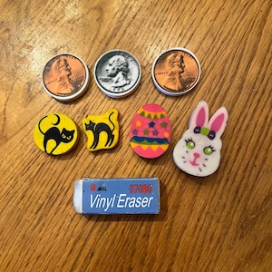 Vintage Pencil Novelty Erasers Set of 8 from the 1990s