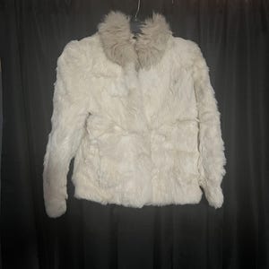 Vintage Wilson's Leather White Rabbit Fur Coat from the 1980s
