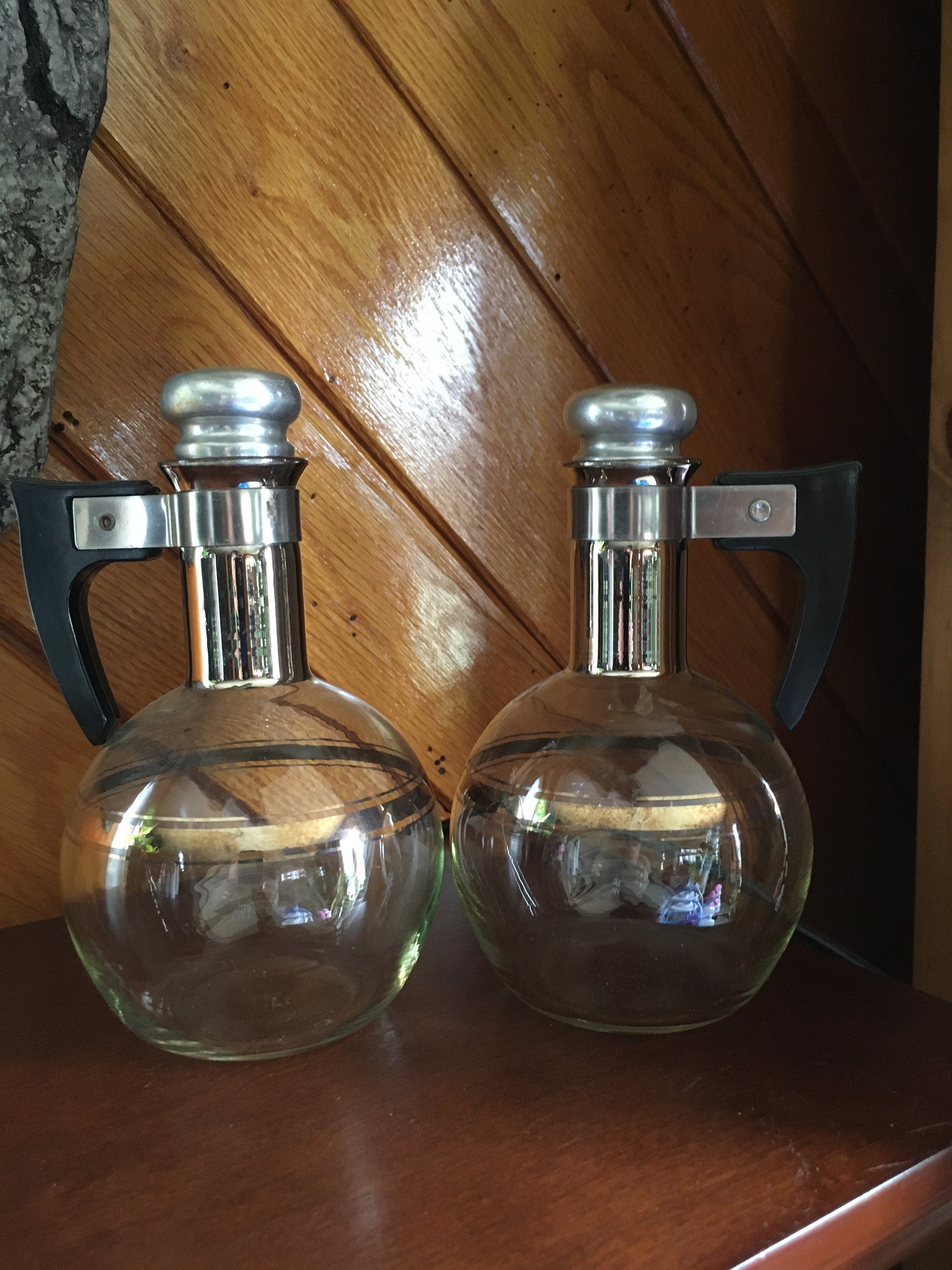 Vintage Oil and Vinegar Cruets Glass Decanters With Bakelite Etsy UK