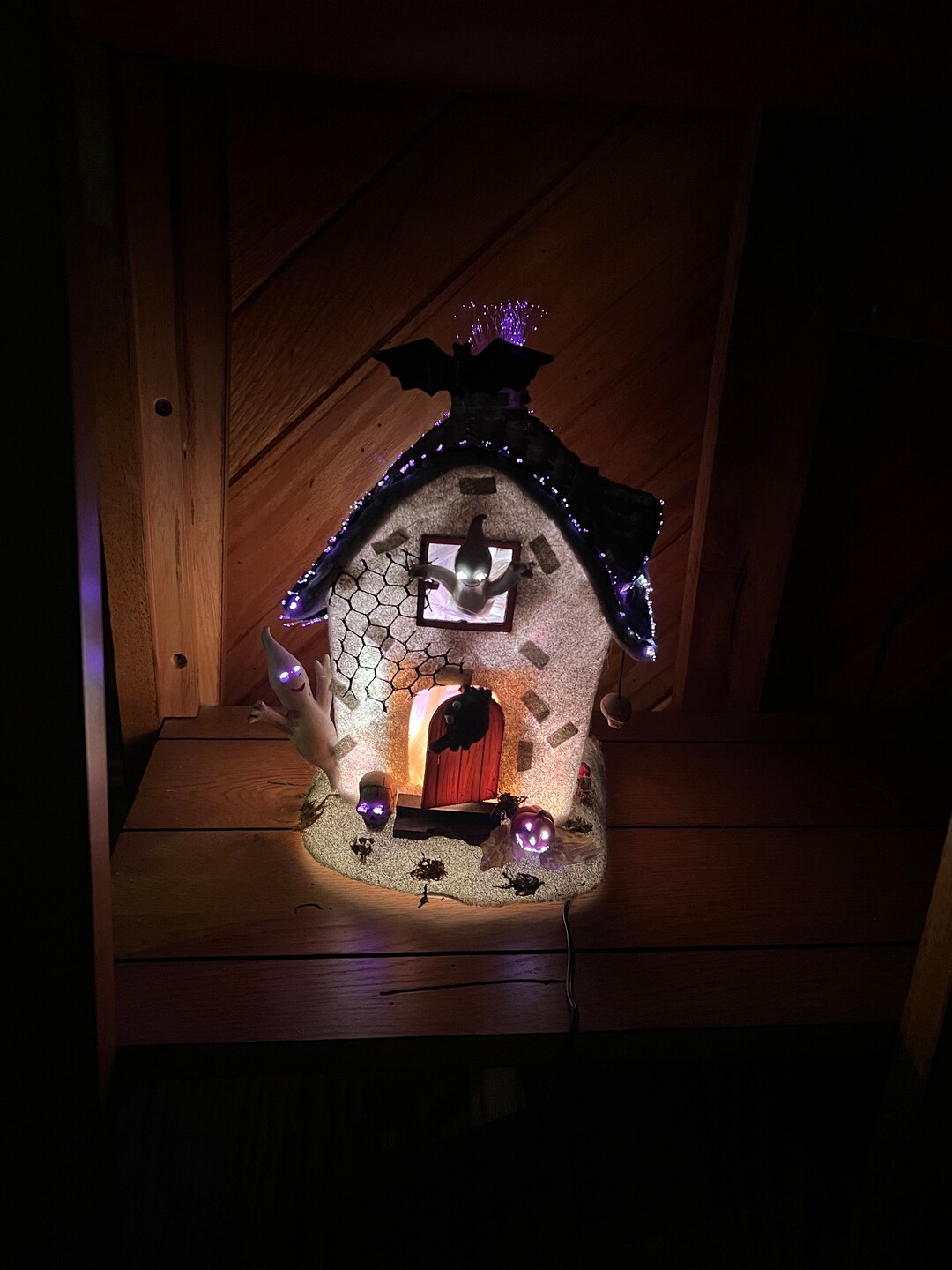 Vintage Halloween Fiber Optic Haunted House 12 Tall - Etsy