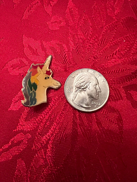 Vintage Unicorn Rainbow Pin Retro 1980s Jean Jack… - image 2