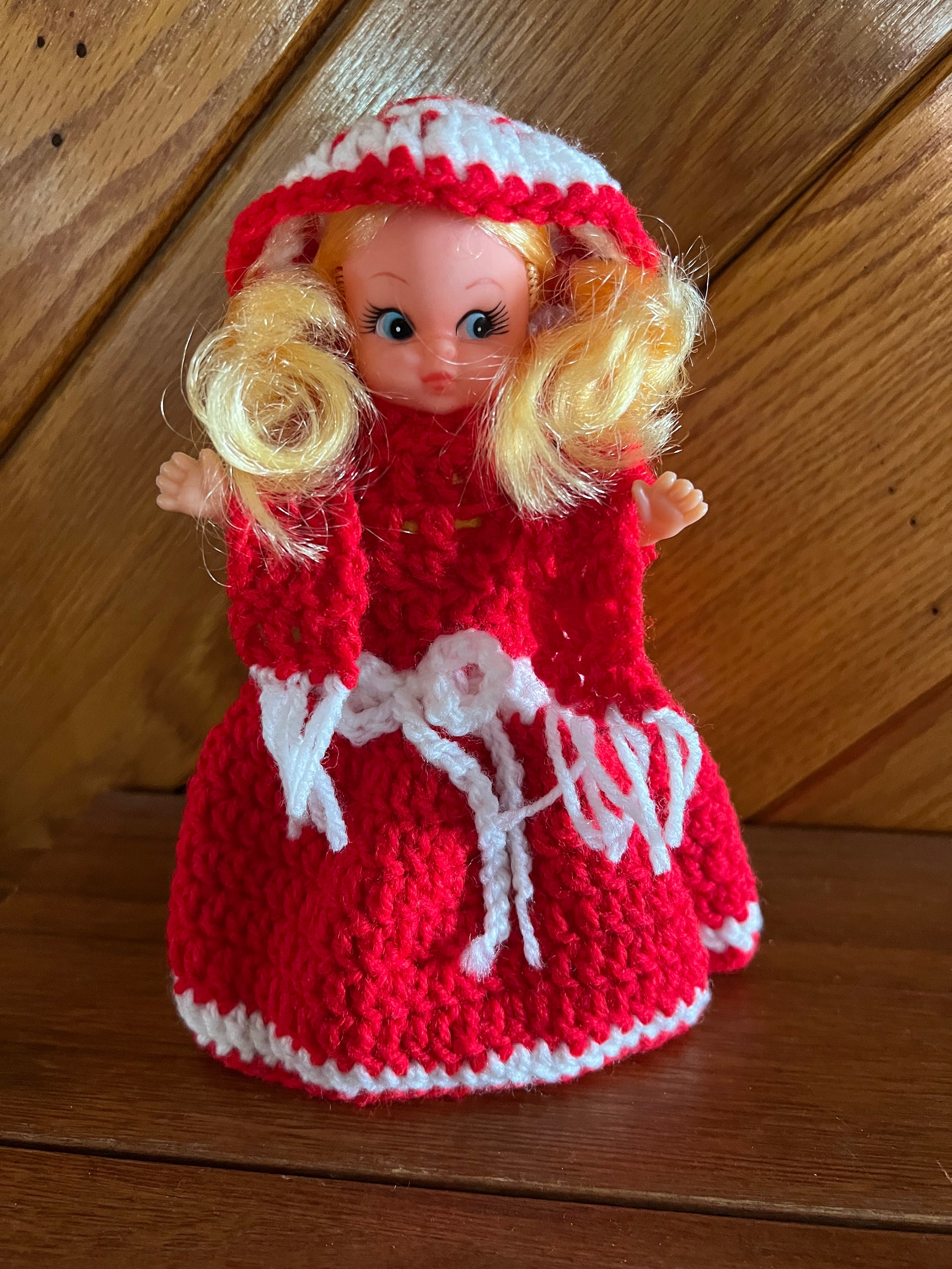 Vintage Doll Crocheted Outfit Dish Soap Bottle Doll Crafted 1960s