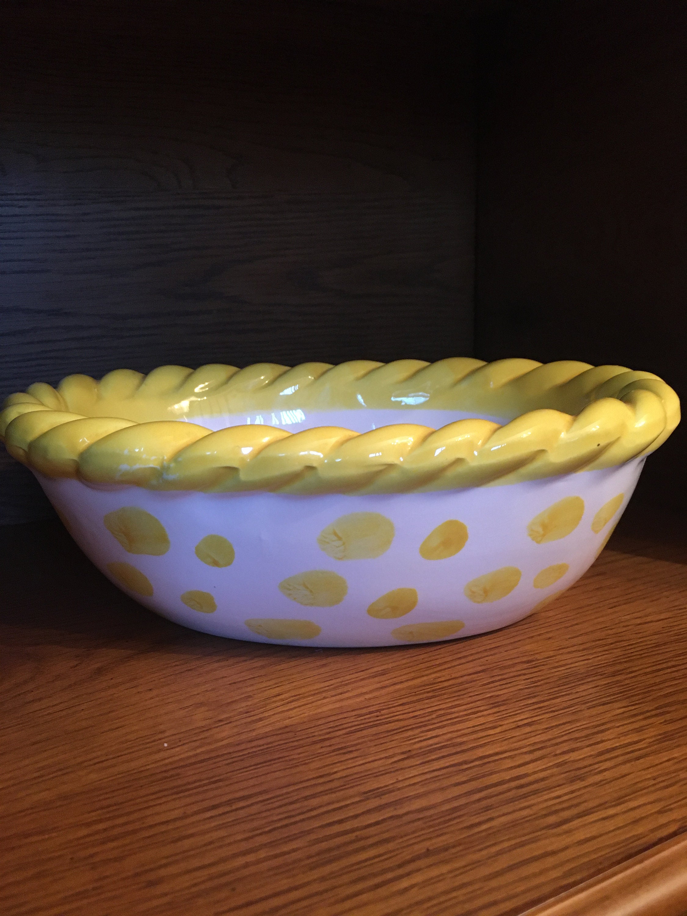 Vintage Ceramic Basket Yellow White Planter Candy Dish Fruit Etsy